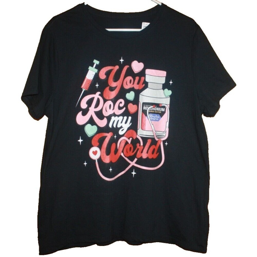 Unisex Graphic Black SS T-Shirt Sz XL You Roc My World Rocuronium Rx  Atleisure